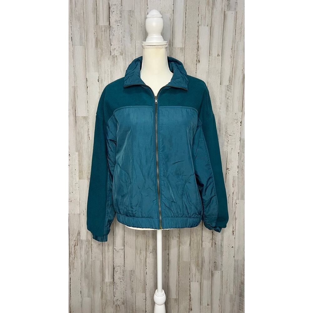 Wild Fable Women's Teal Sherpa‎ Bomber Jacket Size Small Zip Closure